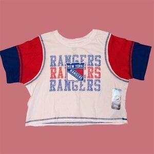 NHL Officially Licensed New York Rangers Crop Top T Shirt Youth Girls L (10/12)